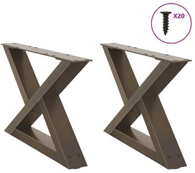 Gambe Per Tavolino 2 Pz Naturale 50x(30-31,3) Cm İn Acciaio /