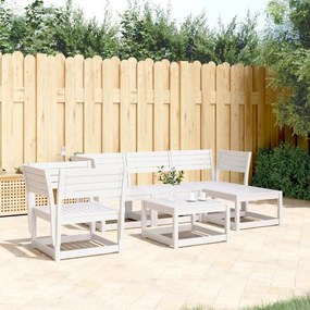 Set salotto da giardino 5 pz bianco in legno massello di pino