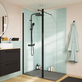 Walk-in L 80 x H 200 cm, vetro 8 mm vetro senza finitura / trasparente nero