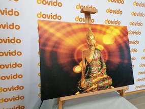 Stampa su tela – Statua di Buddha con sfondo astratto