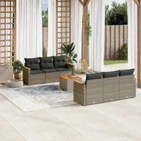 Set Divani da Giardino 7 pz con Cuscini Grigio in Polyrattan 3258196