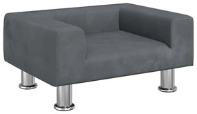 Divano per bambini grigio scuro 50x40x26,5 cm in velluto