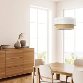 Lampadario a sospensione con cavo BORHO 1xE27/60W/230V bianco/iuta