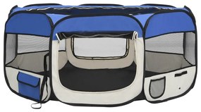 Box per cani pieghevole con borsa trasporto blu 145x145x61 cm