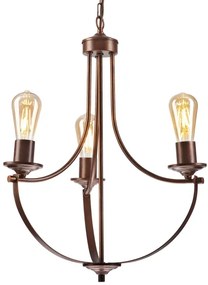 Lampadario a sospensione con catena GINA 3xE27/60W/230V marrone