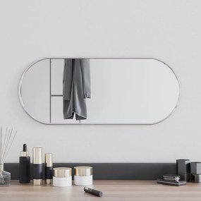 Specchio da Parete Argento 60x25 cm Ovale