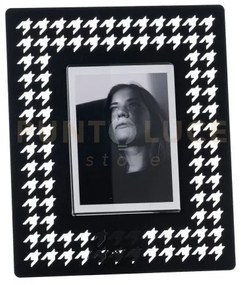 Portafoto di design pied de poule piccolo nero in ferro e polimetil...