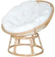 Poltrona Papasan 100Cm In Canna Manao Con Cuscino Bianco