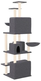 Albero per gatti con tiragraffi in sisal grigio scuro 180 cm