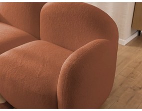 Divano angolare color terracotta (con penisola a sinistra/con chaise lounge) con rivestimento in bouclé Orbit – Ropez