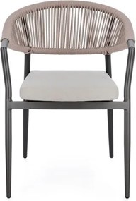 Sedia Da Esterno Impilabile Con Braccioli In Alluminio E Corda Millor Antracite E Khaki Bizzotto