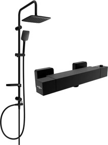 Mexen Sven set doccia esterno con soffione e miscelatore termostatico Cube, nero - 77200262-70