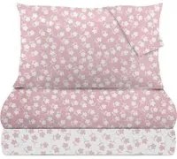 Completo letto matrimoniale poli fiore rosa