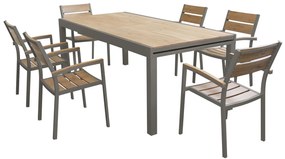 VIDUUS - set tavolo in alluminio e polywood cm 200/300 x 95 x 75 h con 6 poltrone Viduus