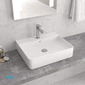 Lavabo D'Appoggio Da 50x42 Cm Finitura Bianco Lucido