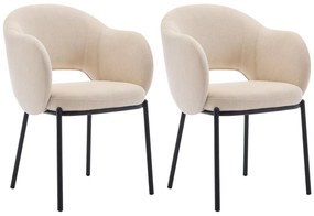 Sedia con braccioli in Tessuto testurizzato e Metallo Nero Beige - Lotto di 2 - ACACILIO