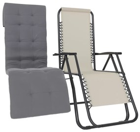 Poltrona Sedia Sdraio Relax Reclinabile Gravità 0 Con Cuscino Trapuntato Imbottito Design Ergonomico Richiudibile Salvaspazio In Acciaio Tubolare Doppio Spessore Portata Max 120 Kg (Beige)