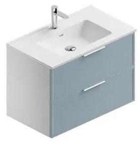 Mobile sottolavabo e lavabo Quadra per vasca centrale bianco-cielo in mdf L 80 x H 57 x P 46 cm 2 cassetti