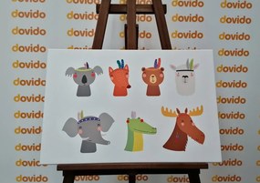 Quadro su tela – Pieno di animali con piume indiane