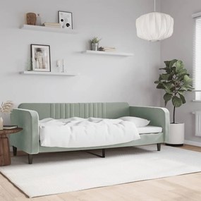 Letto Da Giorno Grigio Chiaro 90x200 Cm İn Velluto /