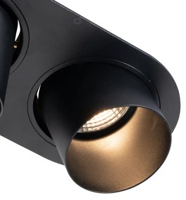 Set van 6 inbouwspots zwart GU10 70mm kantelbaar 2-lichts - Installa