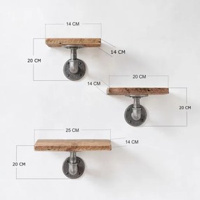 SET 3x Mensola BORURAF abete/nero