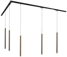 Sistema di illuminazione a binario moderno con 5 luci a sospensione bronzo scuro 1 fase - Iconic Frini