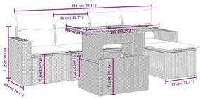 Set divano da giardino 6 pz con cuscini nero in polyrattan
