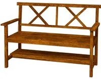 Panchina da Giardino 2 Posti in Legno con Ripiano e Braccioli 125x58x88cm Legno