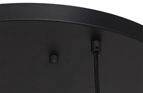 Lampadario Art Déco nero con vetro fumé rotondo 7 luci - Sandra