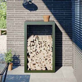 Rastrelliera Per Legna Da Ardere Verde 60x40x100 Cm İn Acciaio /