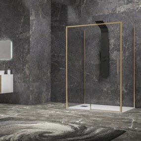 Cabina doccia 3 lati 90x110x90 oro satinato anta scorrevole | KLA-4000G - KAMALU