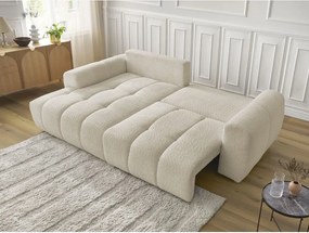 Divano angolare beige allungabile/con contenitore (con penisola a sinistra/con chaise lounge) con rivestimento in bouclé Roxelane – Bobochic Paris