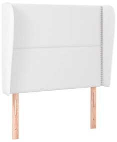 Testiera ad orecchio bianca 93x23x118/128 cm in similpelle