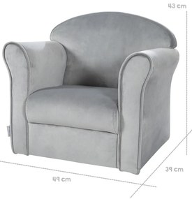 Sedia per bambini in velluto grigio chiaro Lil Sofa - Roba