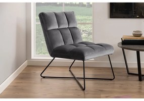 Poltrona grigia con rivestimento in velluto Alba – Actona