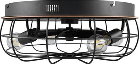 Plafoniera nera opaca e marrone con telecomando e ventilatore Trondheim – Trio