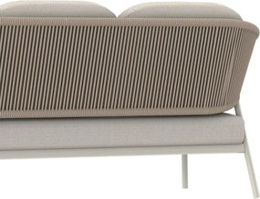 Salotto Da Esterno 5 Posti In Alluminio E Corda Con Tavolino Celia Bianco