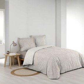 Set copripiumino e federa bianco/beige in percalle di cotone per letto matrimoniale ed esteso 240x220 cm Eliot – douceur d'intérieur