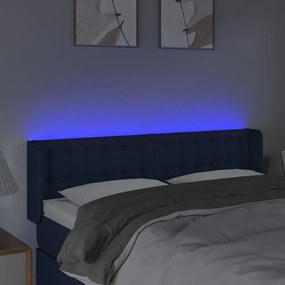 Testiera a led blu 147x16x78/88 cm in tessuto