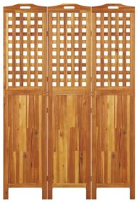 Divisorio a 3 pannelli 121,5x2x180 cm legno massello di acacia