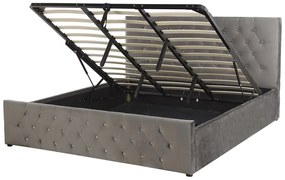 Letto contenitore velluto grigio 180x200 cm AMIENS Beliani