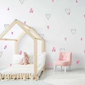 Adesivi da parete - Cuori bianchi e rosa  | Inspio