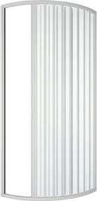 Box doccia 70x90 semicircolare a soffietto in PVC bianco apertura sul laterale sinistro e chiusura calamitata Teti