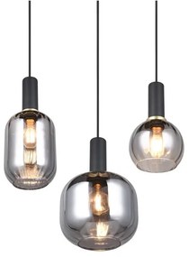 Lampadario nero con paralume in vetro Diva - Trio