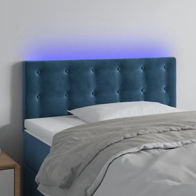 Testiera A Led Blu Scuro 100x5x78/88 Cm İn Velluto /