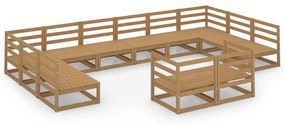 Set Divani da Giardino 12 pz in Legno Massello di Pino