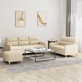 Set Di Divani 3 Pz Con Cuscini Crema İn Tessuto /