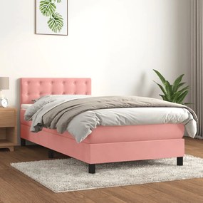 Giroletto A Molle Con Materasso Rosa 100x200 Cm İn Velluto /
