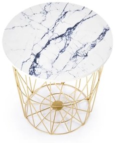 Tavolino HARISSA 41x42 cm oro/bianco marmor decor